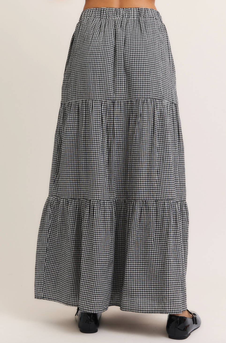 Gingham Tiered Maxi Skirt