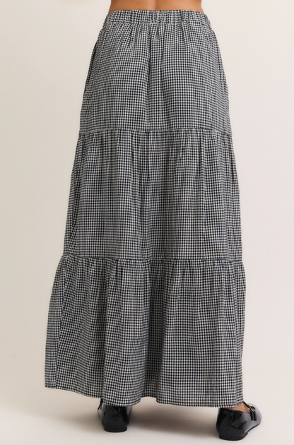 Gingham Tiered Maxi Skirt