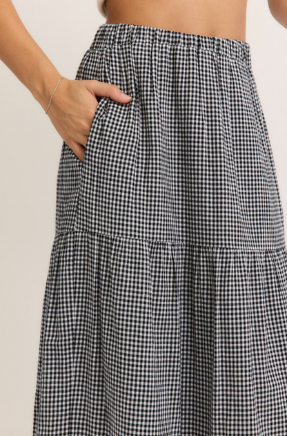 Gingham Tiered Maxi Skirt