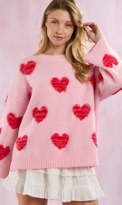 Oversized 3D Hearts Sweater