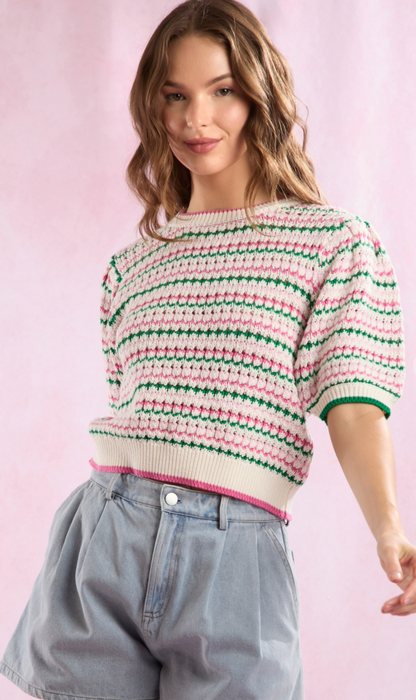 Contrast Puff Sleeve Sweater