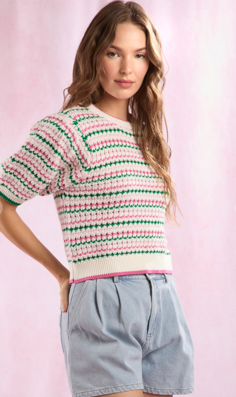 Contrast Puff Sleeve Sweater