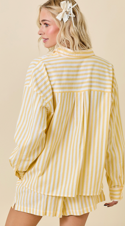 Yellow Stripe Shirt & Shorts Set of 2