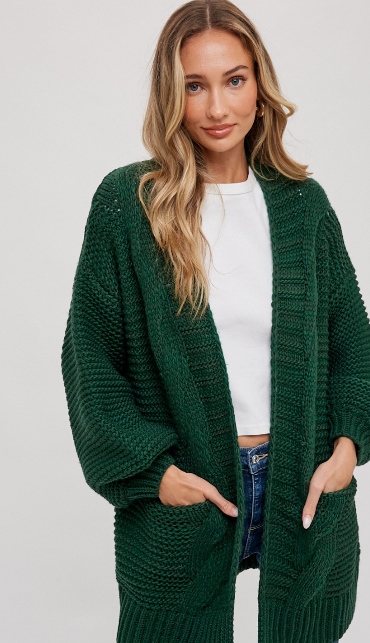 Chunky Lantern Sleeve Cardigan