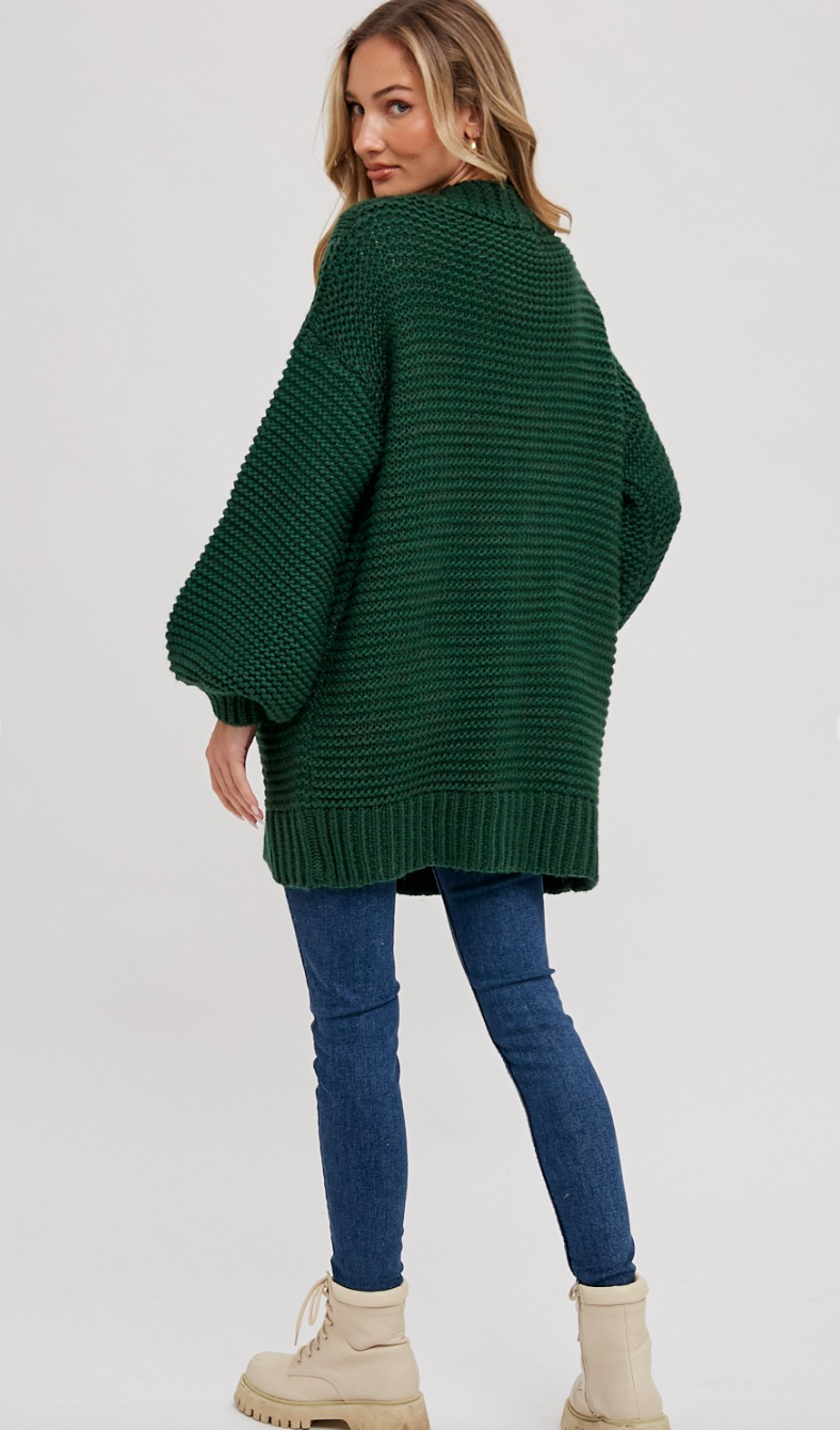 Chunky Lantern Sleeve Cardigan