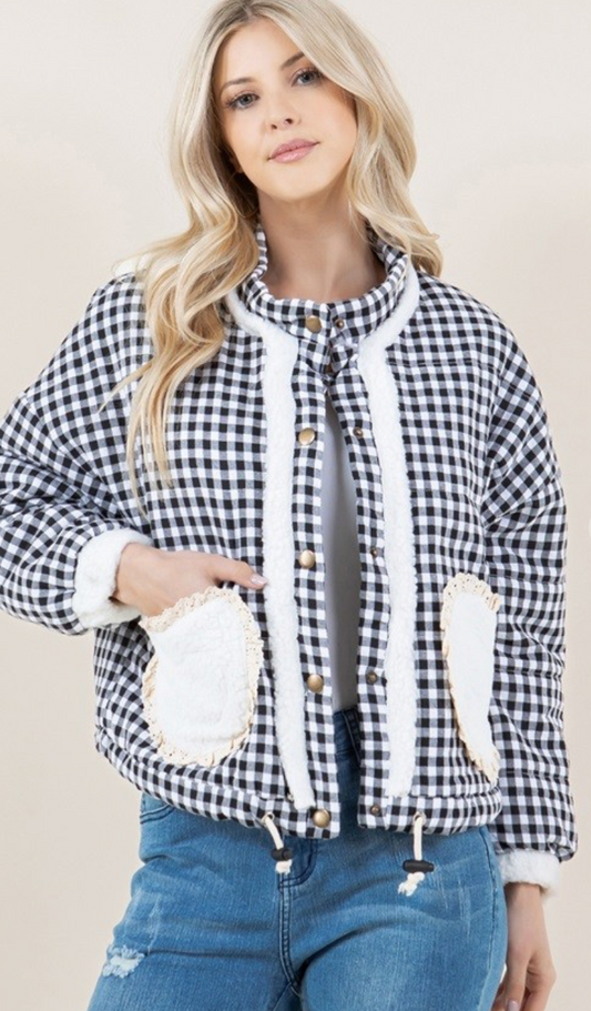 Plaid Heart Pocket Jacket