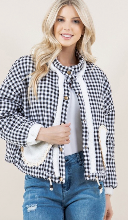 Plaid Heart Pocket Jacket