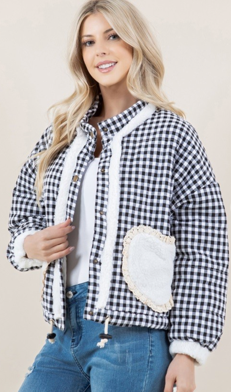 Plaid Heart Pocket Jacket