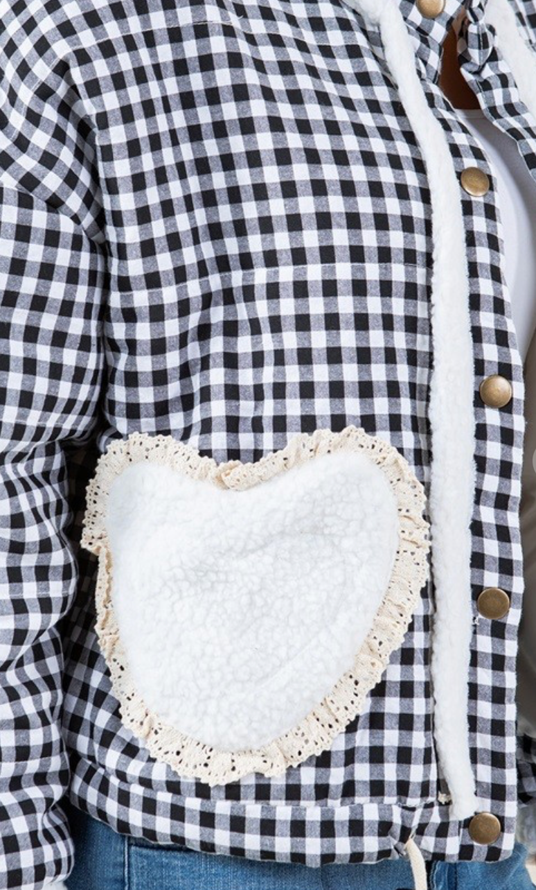 Plaid Heart Pocket Jacket