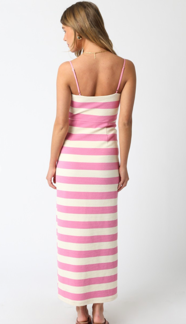 Stripe Strappy Dress Pink/White