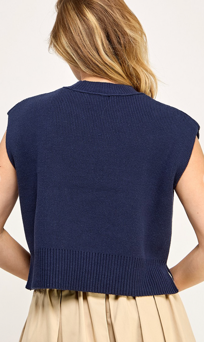 Navy Crewneck Knit Tank