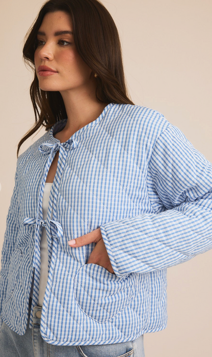 Blue Gingham Heart Pocket Jacket