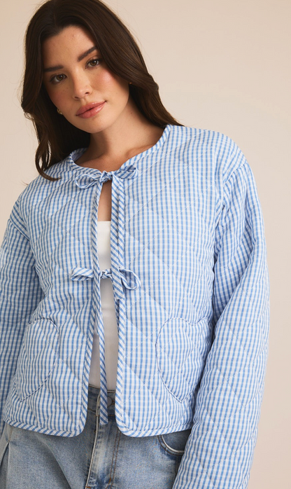 Blue Gingham Heart Pocket Jacket