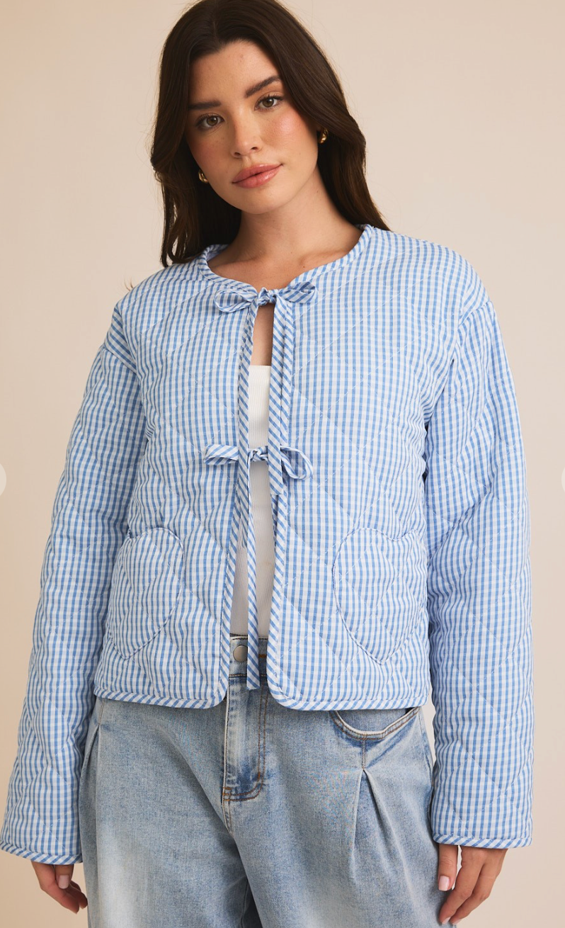 Blue Gingham Heart Pocket Jacket