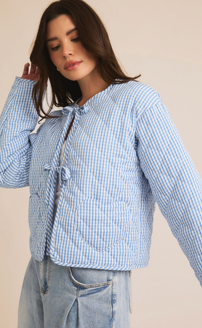 Blue Gingham Heart Pocket Jacket