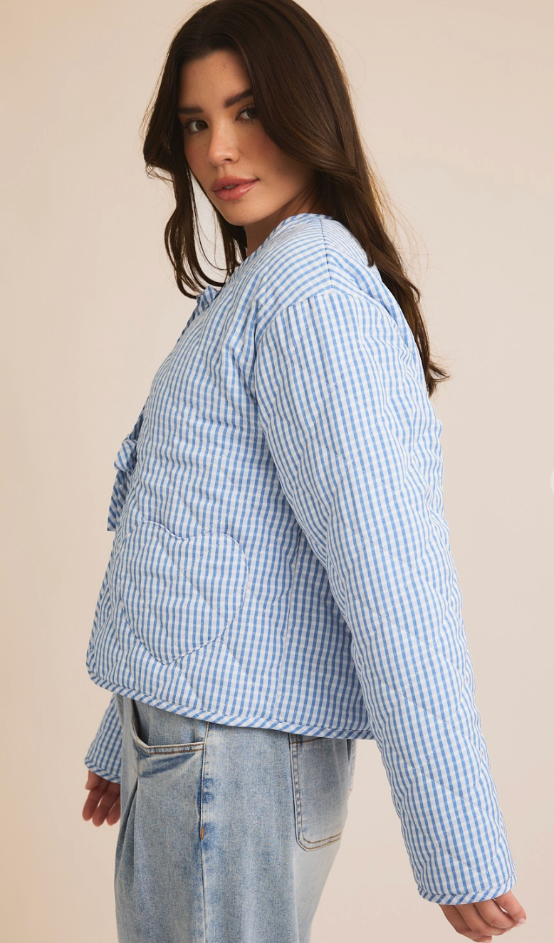 Blue Gingham Heart Pocket Jacket