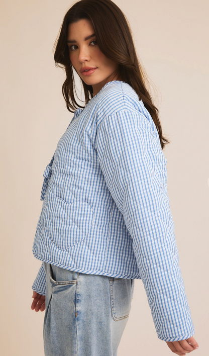 Blue Gingham Heart Pocket Jacket