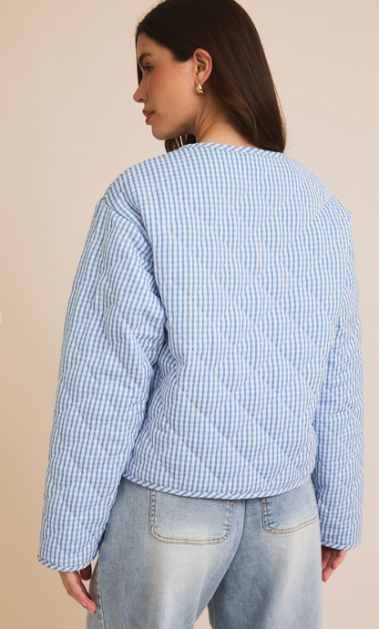 Blue Gingham Heart Pocket Jacket