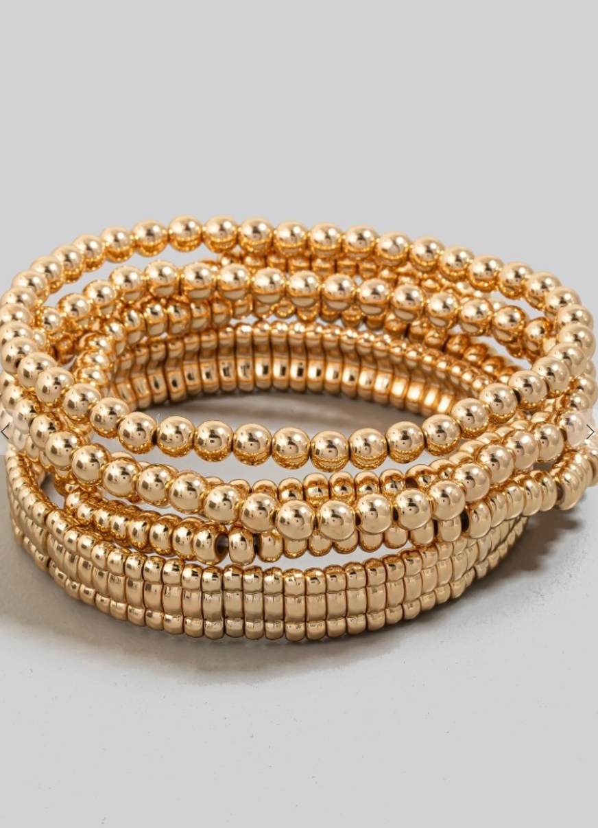 Metallic Bead Bracelet Stack