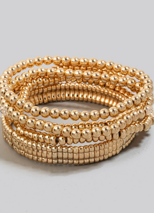 Metallic Bead Bracelet Stack