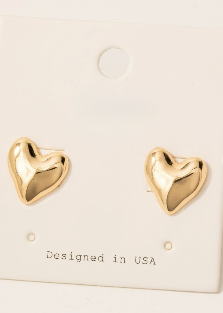 Metallic Heart Studs