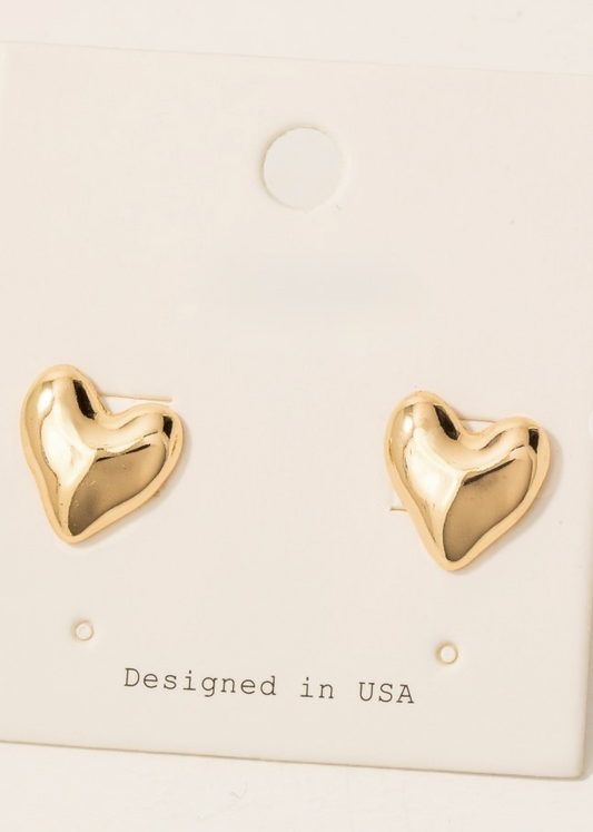 Metallic Heart Studs