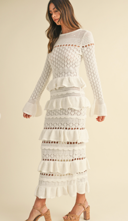 Long Sleeve Tiered Ruffle Dress