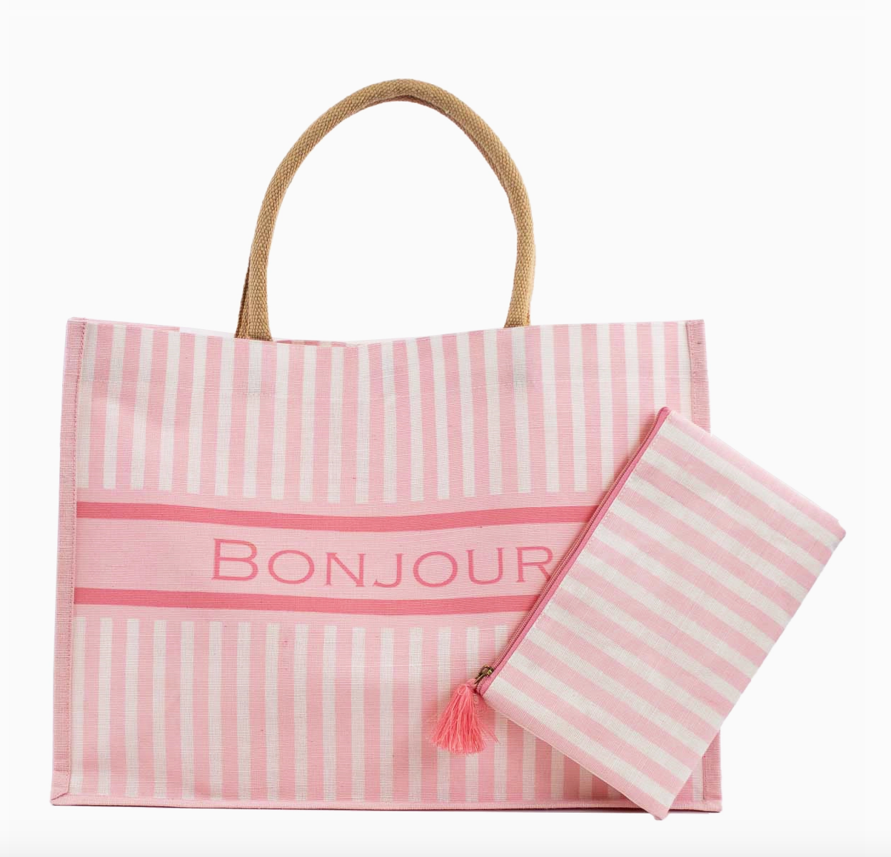 Bonjour Stripe Tote Bag