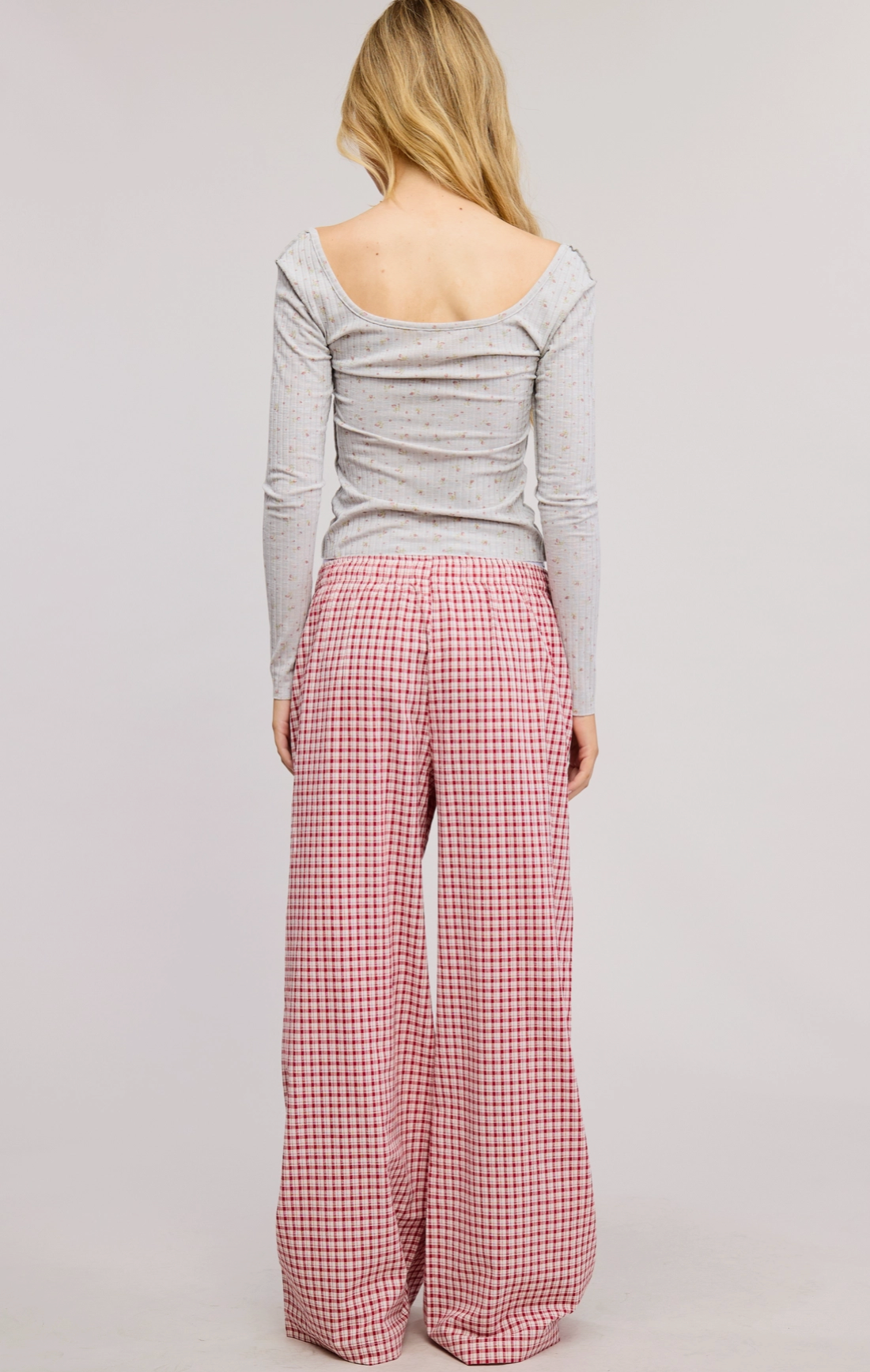 Red Low Rise Plaid Boxer Pants