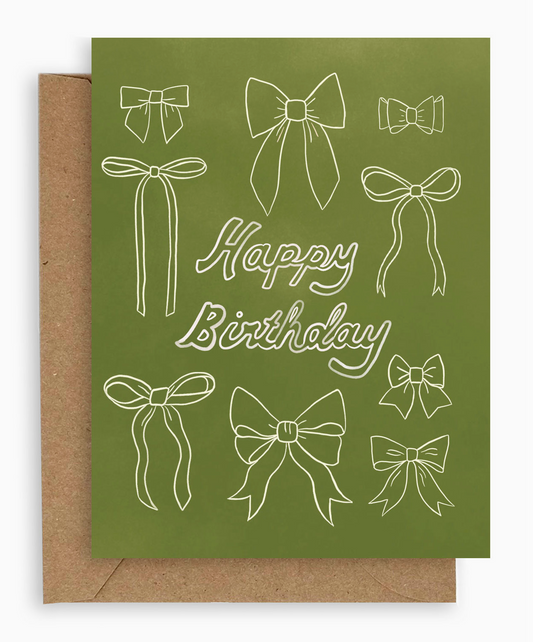 Olive Bows Birthday Card