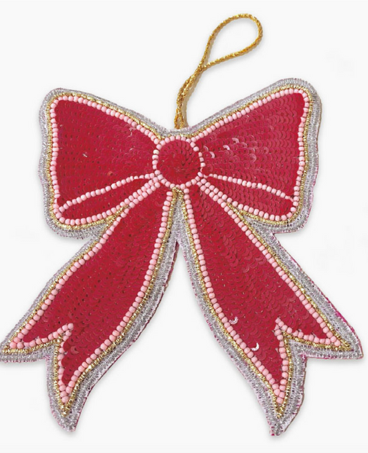 Red Bow Beaded Ornament