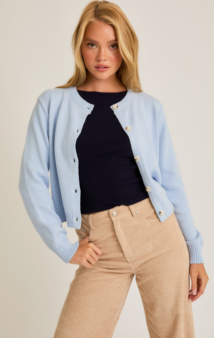 Beth Button Up Cardigan Blue