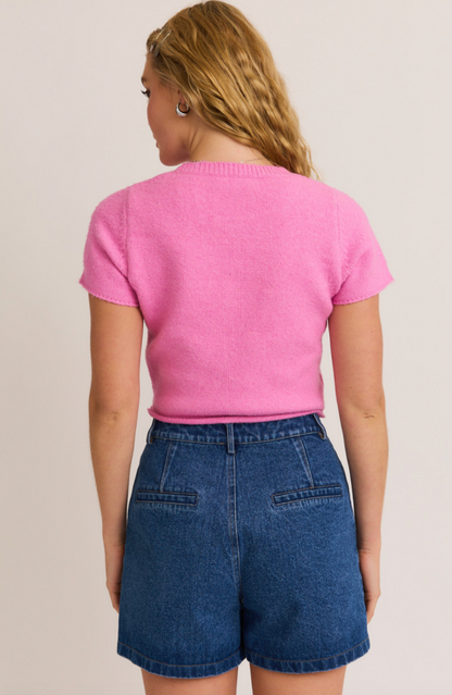 Cropped Sweater Top Pink