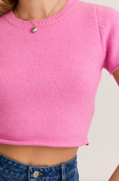 Cropped Sweater Top Pink