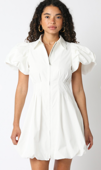 Melissa Bubble Zip Up Dress White