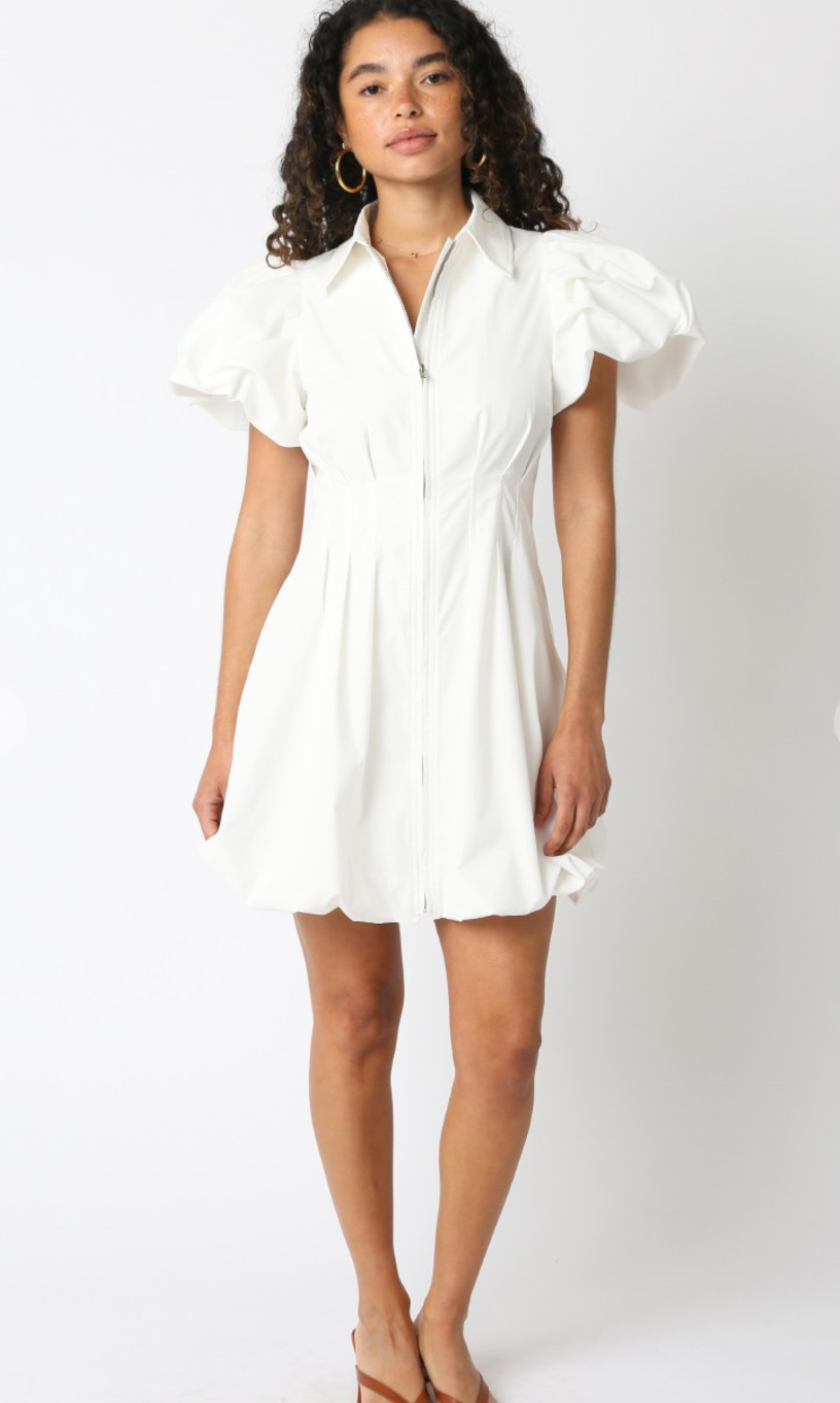 Melissa Bubble Zip Up Dress White