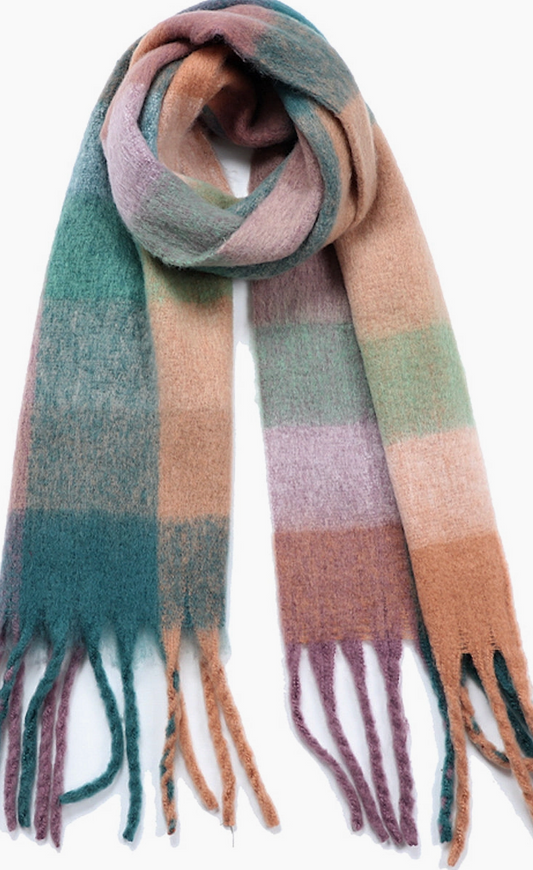 Green Plaid Multi Color Scarf