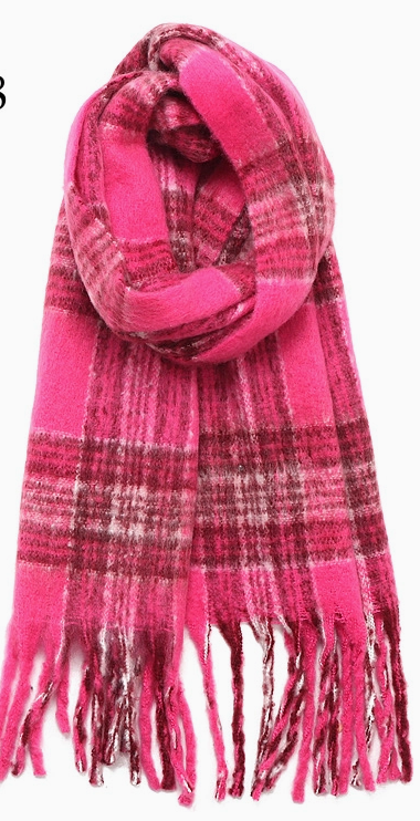 Fuchsia Plaid Multi Color Scarf