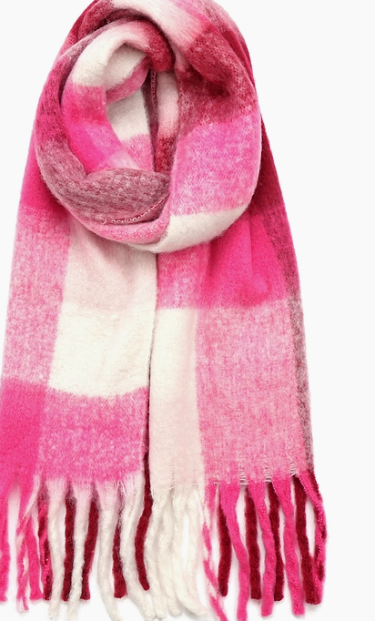 Pink/White Plaid Multi Color Scarf