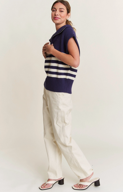 Navy Stripe Sweater Vest