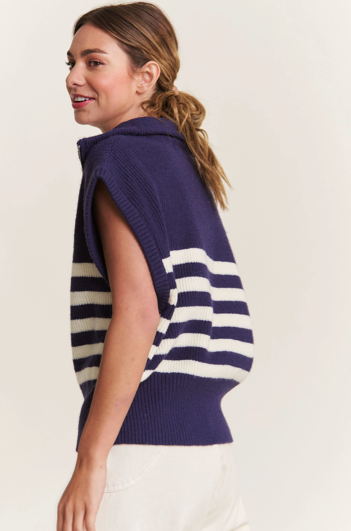 Navy Stripe Sweater Vest