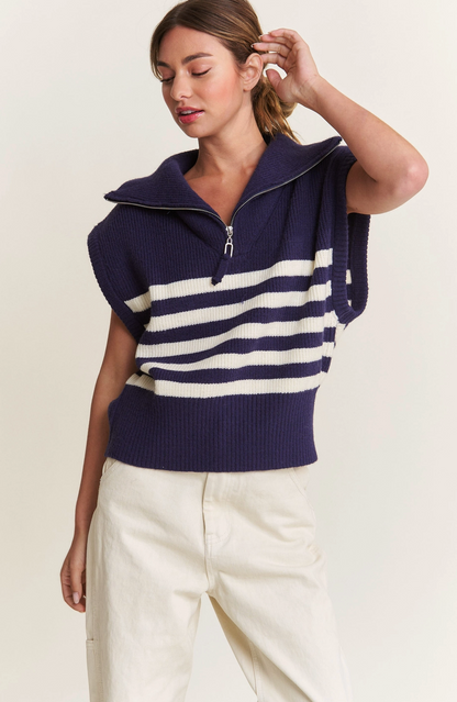 Navy Stripe Sweater Vest