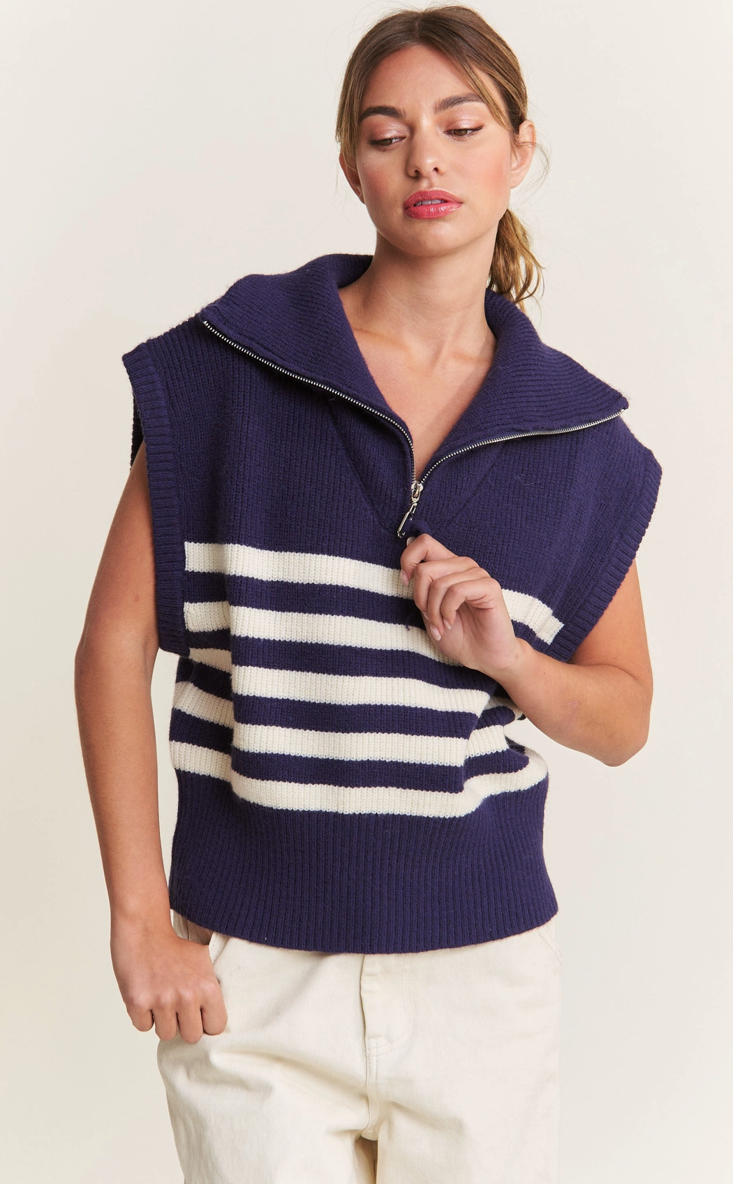 Navy Stripe Sweater Vest