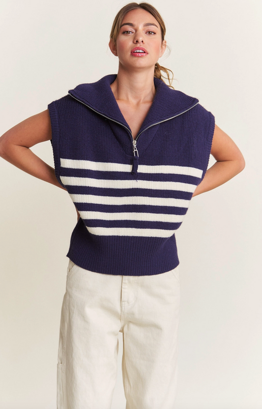 Navy Stripe Sweater Vest