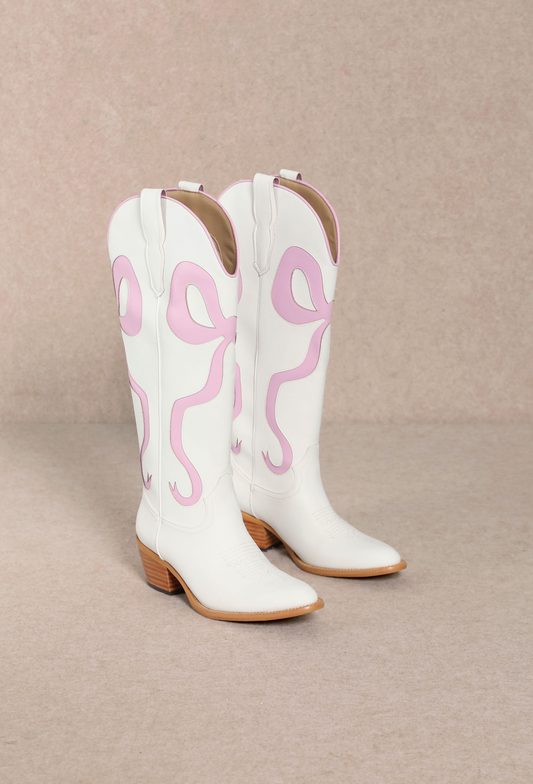 Ruby Bow Boots Baby Pink