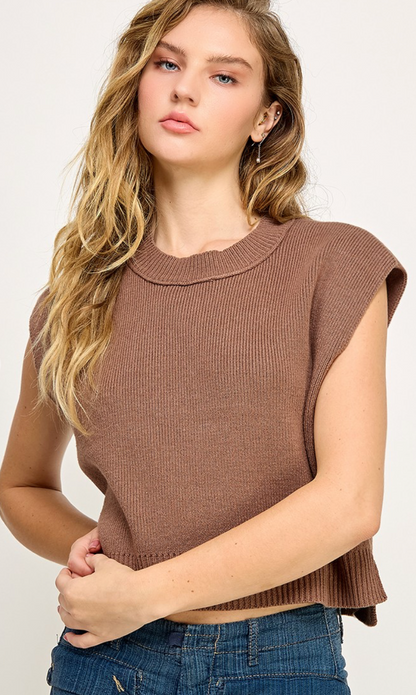 Mink Crewneck Knit Tank