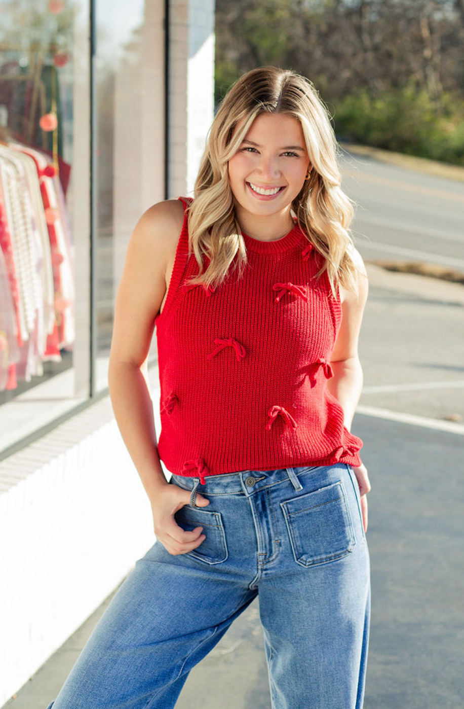 Red Bows Knit Tank