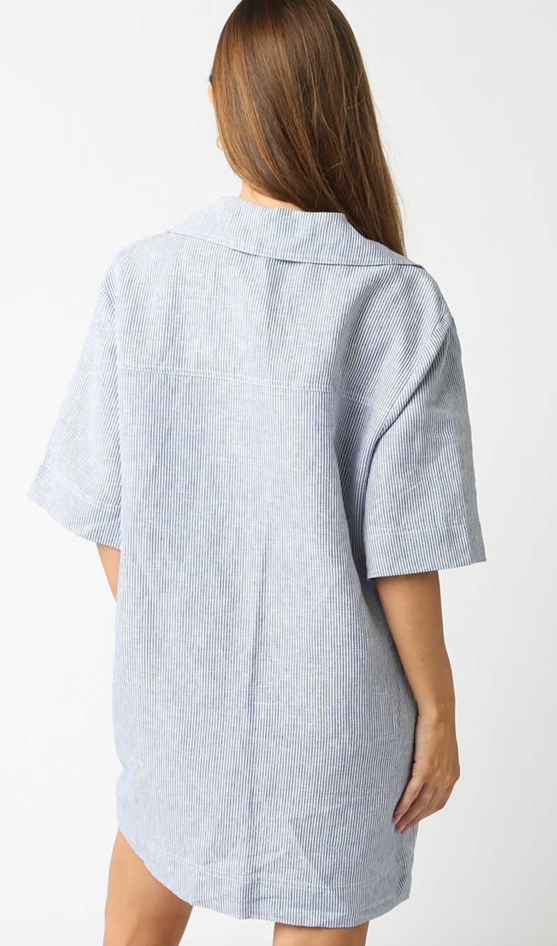 Chambray Stripe Pockets Dress