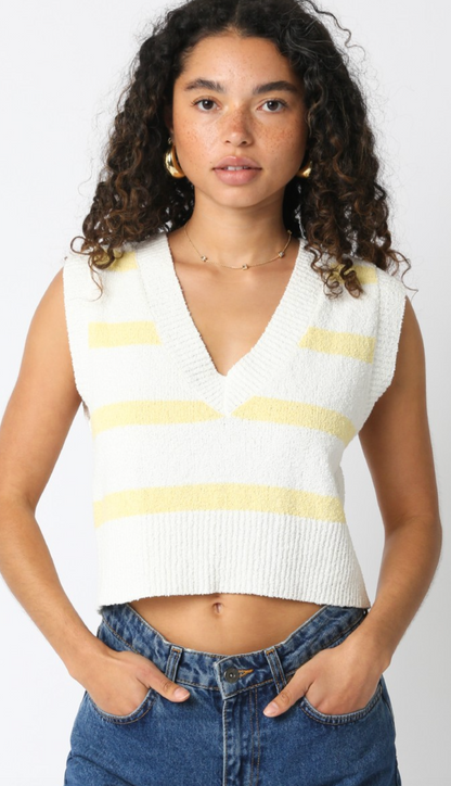 Stripe Sweater Vest White/Yellow