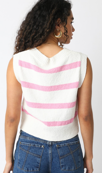 Stripe Sweater Vest White/Pink